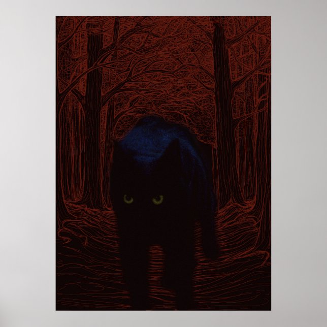 Skuggkatt och rödskog poster (Framsidan)