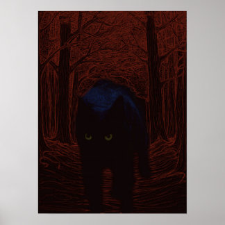 Skuggkatt och rödskog poster