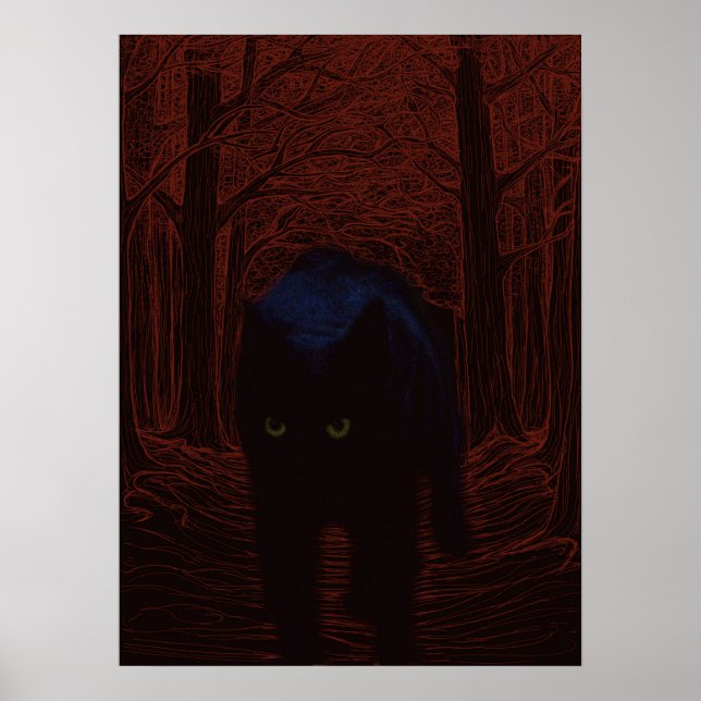 Skuggkatt och rödskog poster (Framsidan)