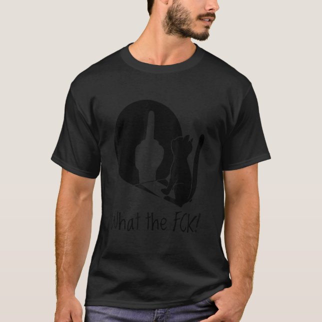 Skuggkatter Mellanfinger Skuggspel T Shirt (Framsida)
