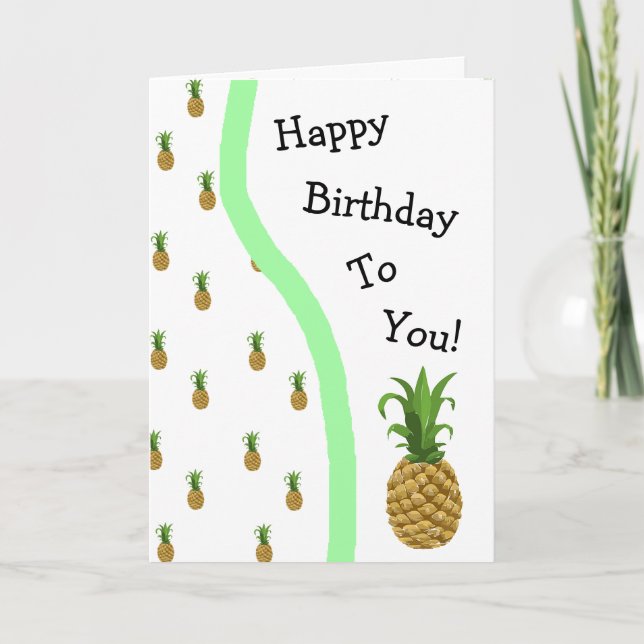 Skuggkort för ananas grattis på födelsedagen kort (Framsida)