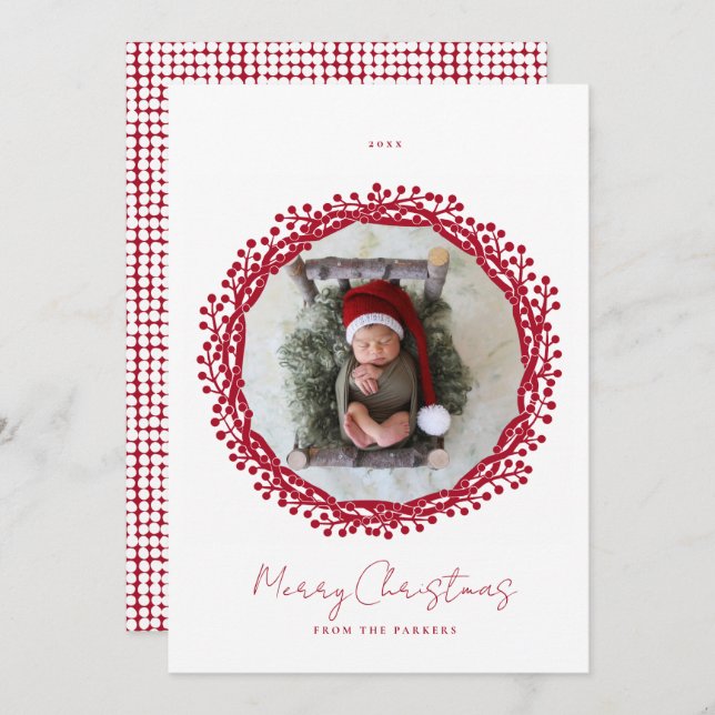 Skuggkort för krans av julbär inbjudningar (Fram/baksida)