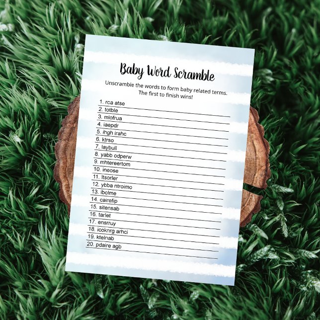 Skuggkort för Tan Bunny Blue Baby Ord Inbjudningar (Skapare uppladdad)