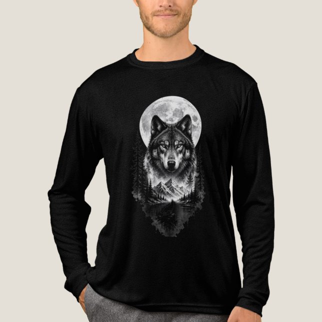 Skuggkraftsgrafik – Modern Minimalistisk Designsti T Shirt (Framsida)