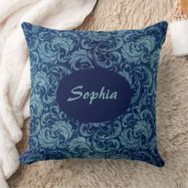 Skuggmönster för blå Vintage i elegant Kudde