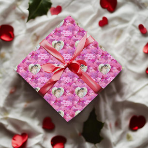 Skuggning av Anpassningsbar för Rosa Hearts-foto Presentpapper