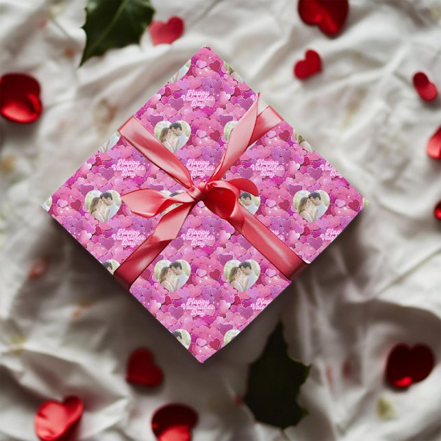 Skuggning av Anpassningsbar för Rosa Hearts-foto Presentpapper (Skapare uppladdad)