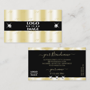 Skuggning av Guld Black Sparkling Diamonds Add Log Visitkort
