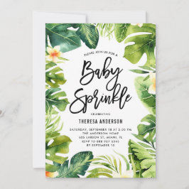 Skuggning av Tropical Grey & Plumeria Baby Inbjudningar
