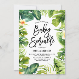 Skuggning av Tropical Grey & Plumeria Baby Inbjudningar