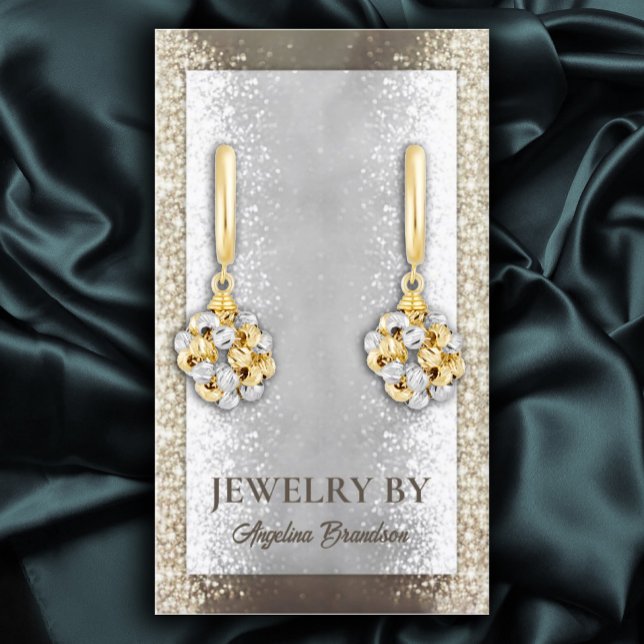 Skuggning av Visningen Silver Guld Glitter Öarring Visitkort (Perfect for business)