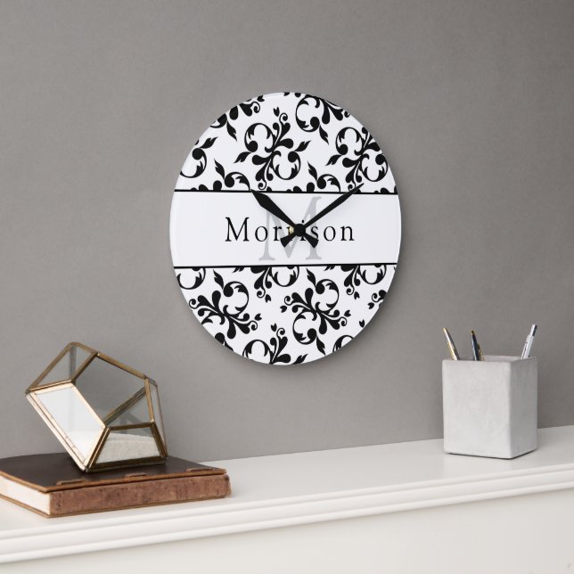 Skuggningsmönster för svart och vit Fransk i elega Stor Klocka (Kontor)