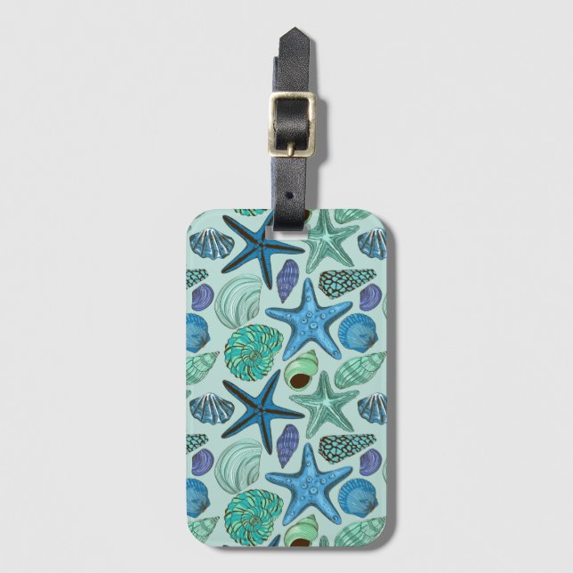 Skuggor av blå segelfisk och stjärtfenad Mönster Bagagebricka (Framsida vertikal)