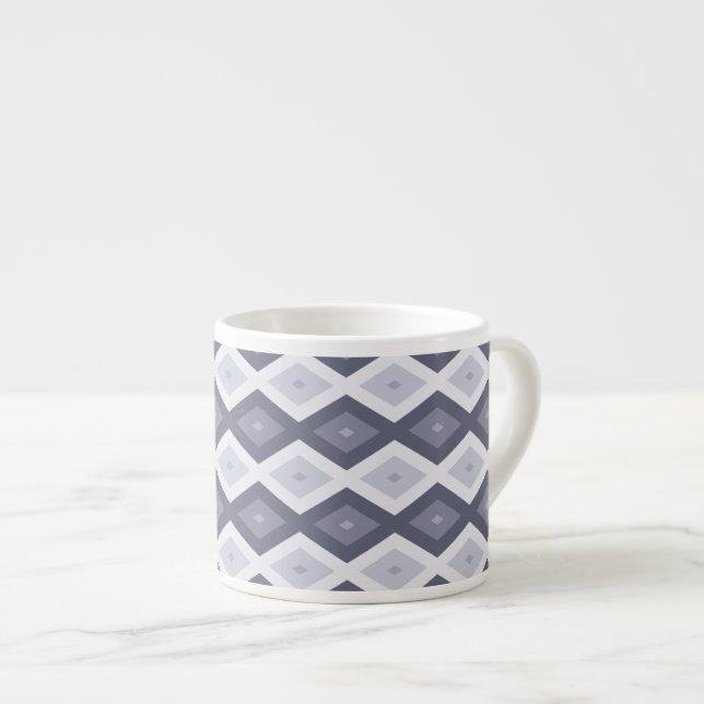 Skuggor av blått grått diamant mönster espressomugg (Framsida höger)