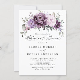 Skuggor av Dusty Lila Blooms Rehearsal Dinner Inbjudningar