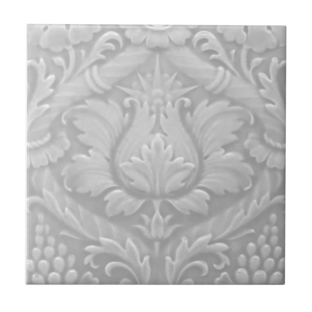 Skuggor av Grått Faux Relief Repro Victorian Kakelplatta (Framsidan)