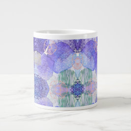 Skuggor av Lavender and Grönt Abstrakt Flowers Cof Jumbo Mugg
