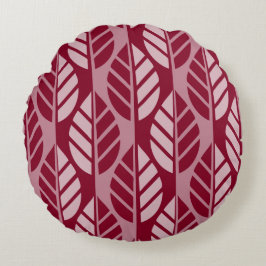 Skuggor av Red Stylized Löv Mönster Rund Kudde