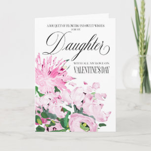 Skuggor av Rosa Blommigt Bouquet Valentine-dotter Kort