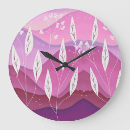 Skuggor av Rosa Nature Wall Clock Stor Klocka