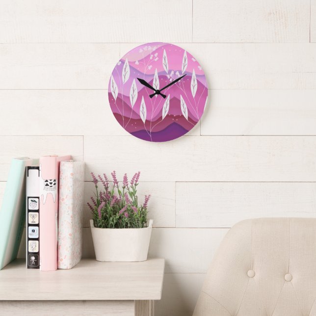 Skuggor av Rosa Nature Wall Clock Stor Klocka (Läsesal)