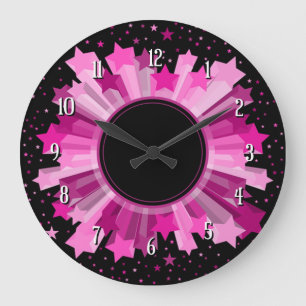 Skuggor av Rosa Starburst Wall Clock Stor Klocka