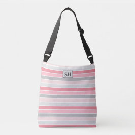 Skuggor av Rosa Stripe Monogram Tote Bag Axelväska