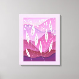 Skuggor av Rosa White Löv Stretched Kanvastryck