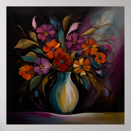 Skuggor för blommande Vas Poster