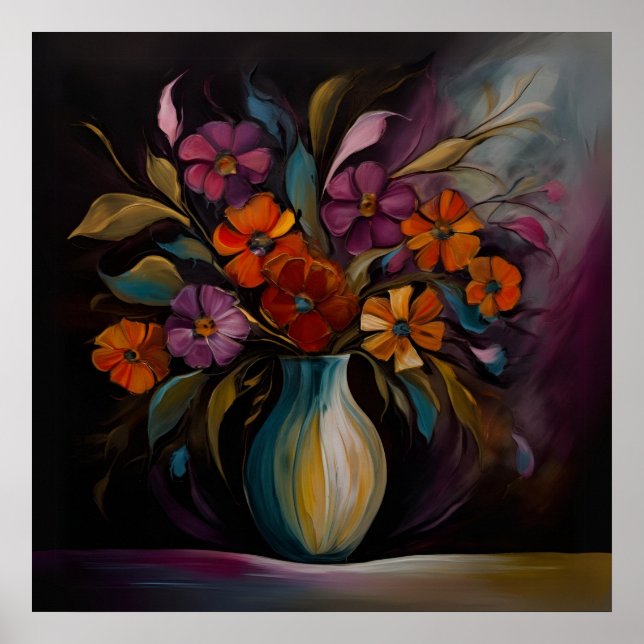 Skuggor för blommande Vas Poster (Framsidan)