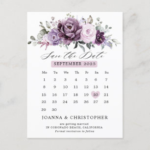 Skuggor i Dusty Lila Calendar Spara datum Vykort
