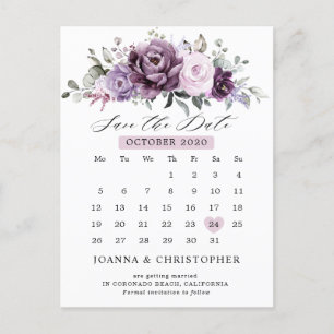 Skuggor i Dusty Lila Calendar Spara datum Vykort