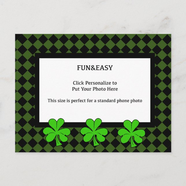 Skuggor och foto på en Grönt och svart Vykort (Framsida)