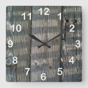 Skuggplankar Wood Deck Knotty_with-nummer Fyrkantig Klocka