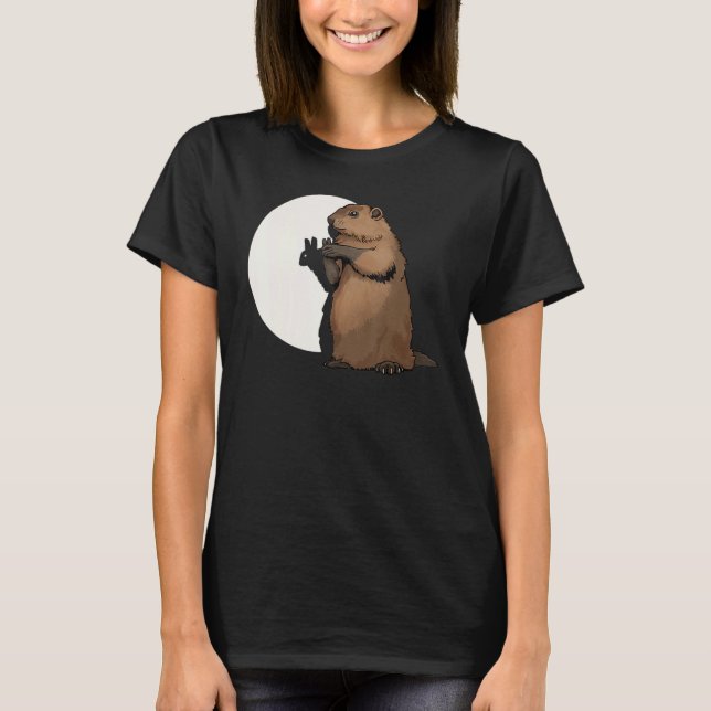 Skuggpuppen på Groundhog Day Funny T Shirt (Framsida)
