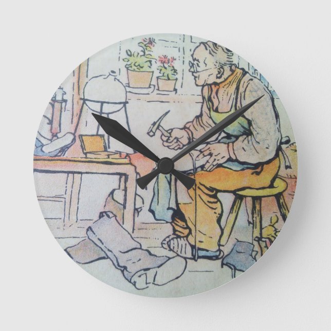 Skuggreparationsverkets antika vattenfärg rund klocka (Framsida)