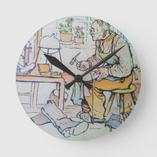 Skuggreparationsverkets antika vattenfärg rund klocka