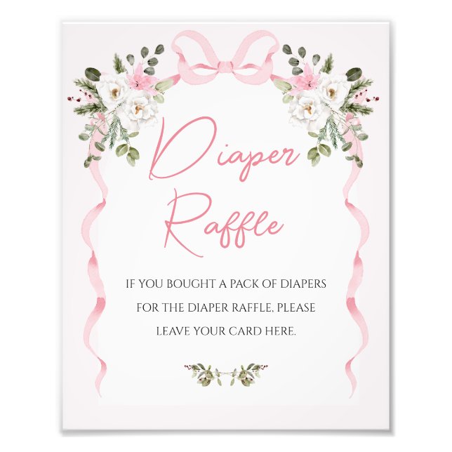 Skuggskylt för Croquette Rosa Bow Arch Baby Shower Fototryck (Framsidan)