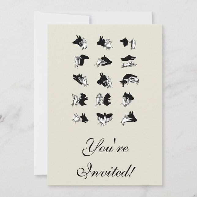 Skuggspel för vintagens handkontroll inbjudningar (Framsida)