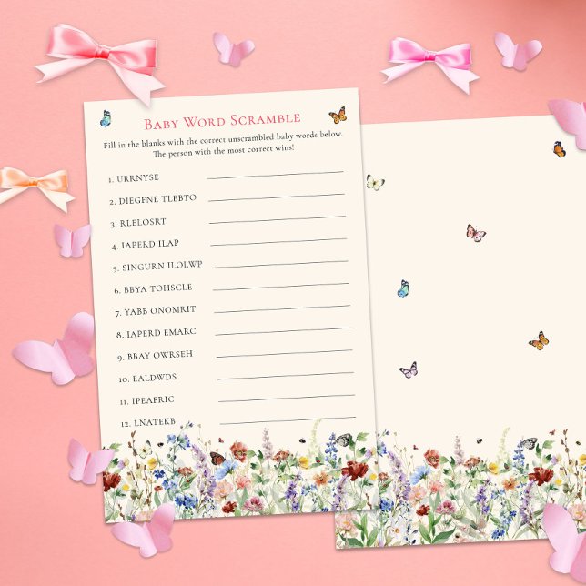 Skuggspel i baby Ord | Blommigt och fjäril (Skapare uppladdad)