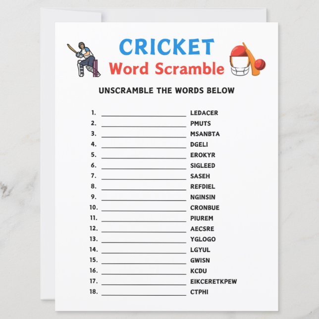 Skuggspel i Cricket Ord (Framsida)
