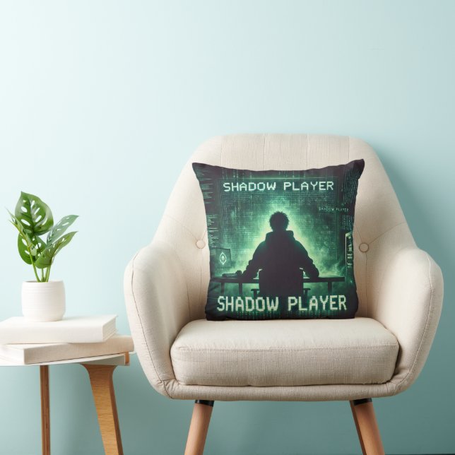 Skuggspelare - Cyberpunk Gamer Art Kudde (Stol)