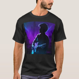 Skuggspelare - Neon Guitarist i Lila och Blue Li T Shirt