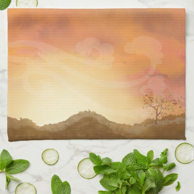 Skuggtorn för höstfälle för Thanksgiving Kökshandduk (Vikta)