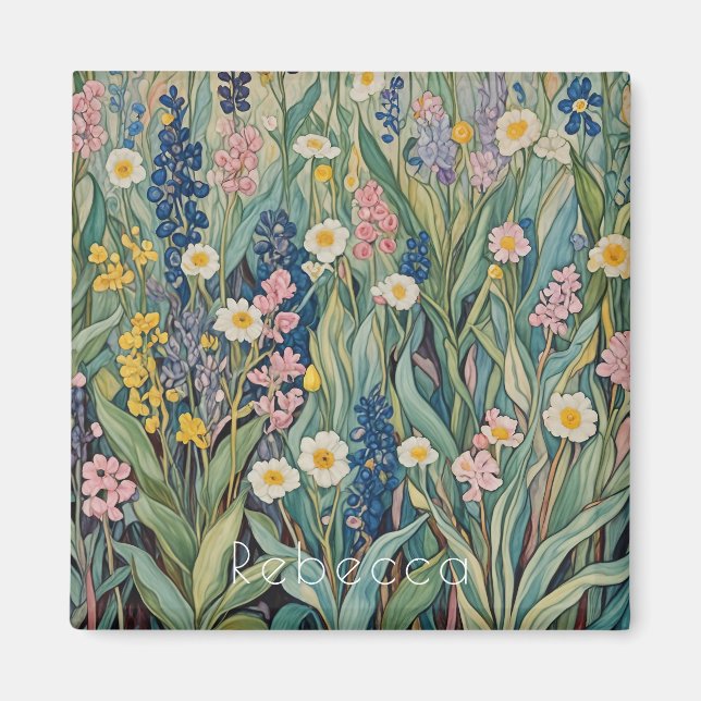 Skuggvisare: Pastel Wildblommor Magnet (Framsidan)