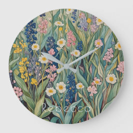 Skuggvisare: Pastel Wildblommor Stor Klocka