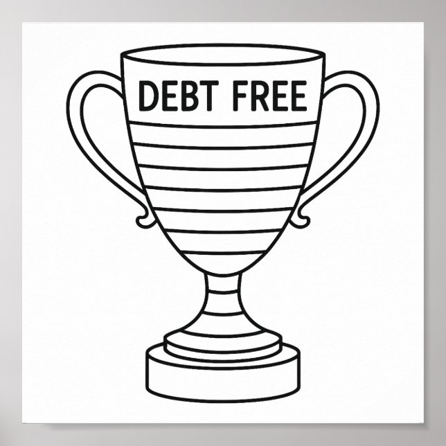 Skuld Frihet Trofé Cup Tracker Svart & Vit Poster (Framsidan)