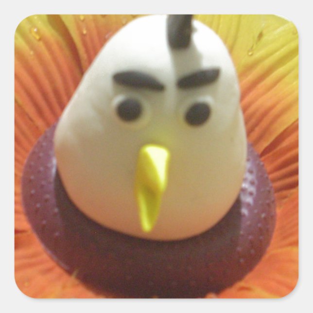 Skuldad fågel i solroskonst fyrkantigt klistermärke (Framsida)