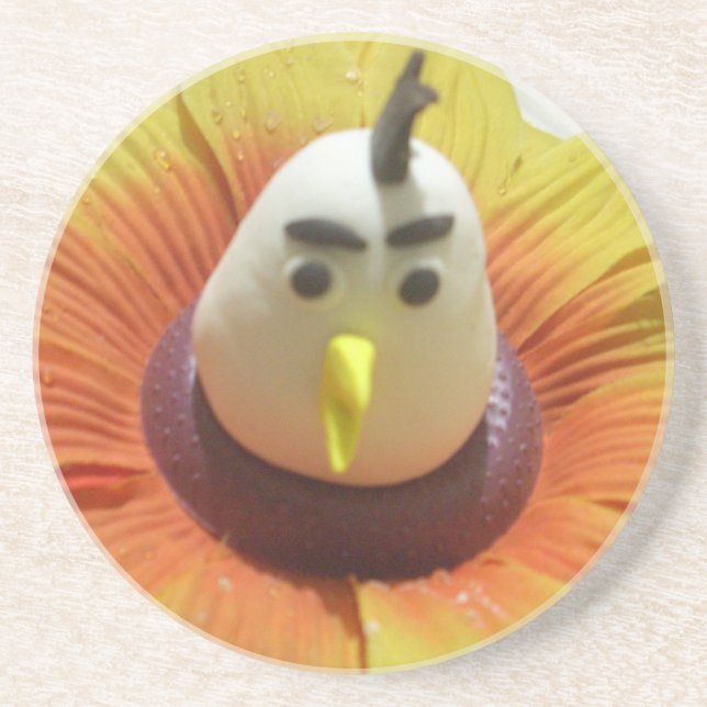 Skuldad fågel i solroskonst underlägg sandsten (Framsidan)