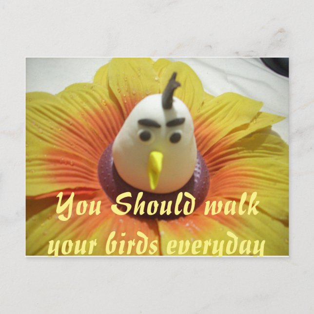 Skuldad fågel i solroskonst vykort (Framsida)